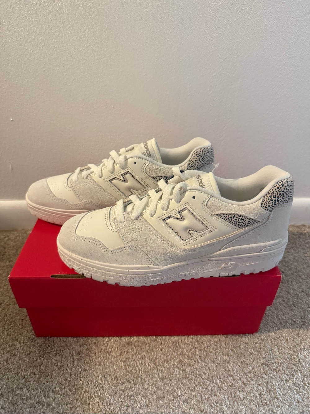 New Balance 550 White Sneakers with Animal Print